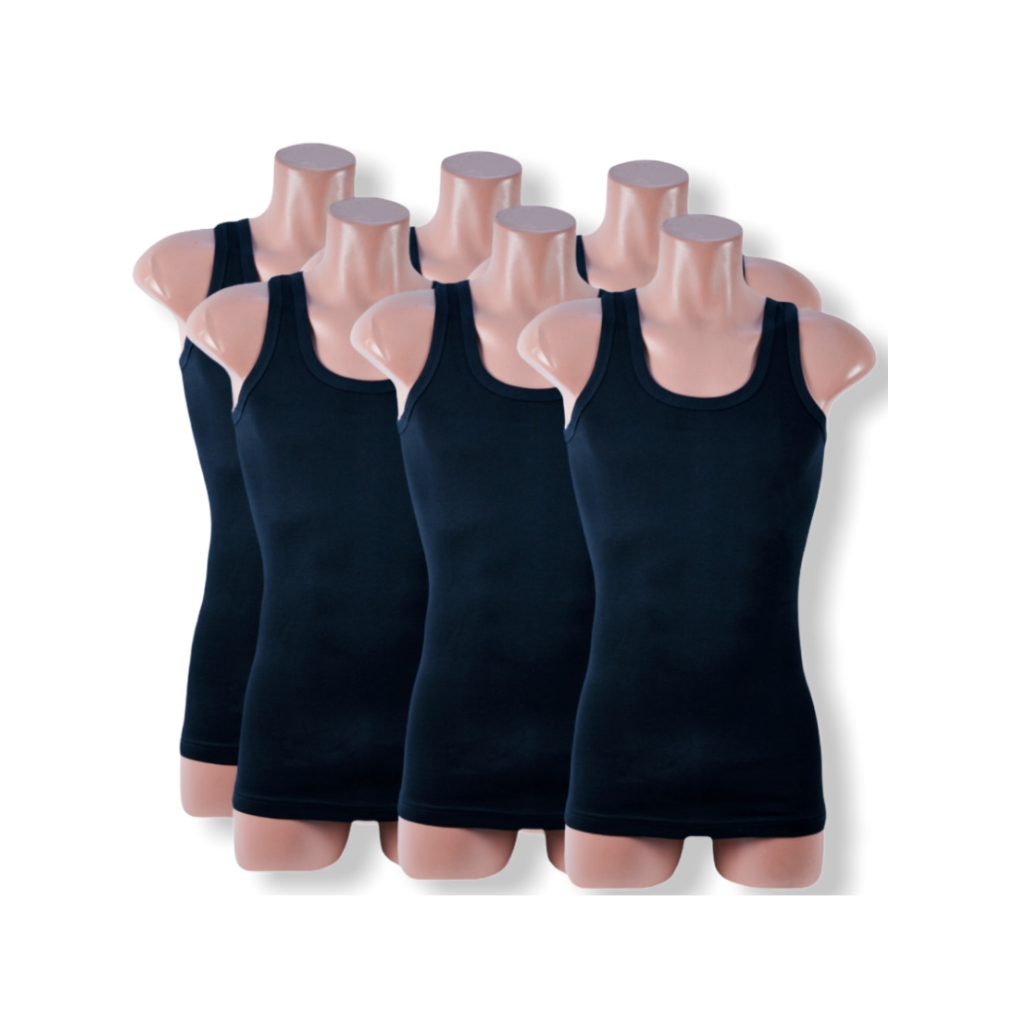 6 stuks DONEX® hemd - 100% katoen - Regular - Zwart