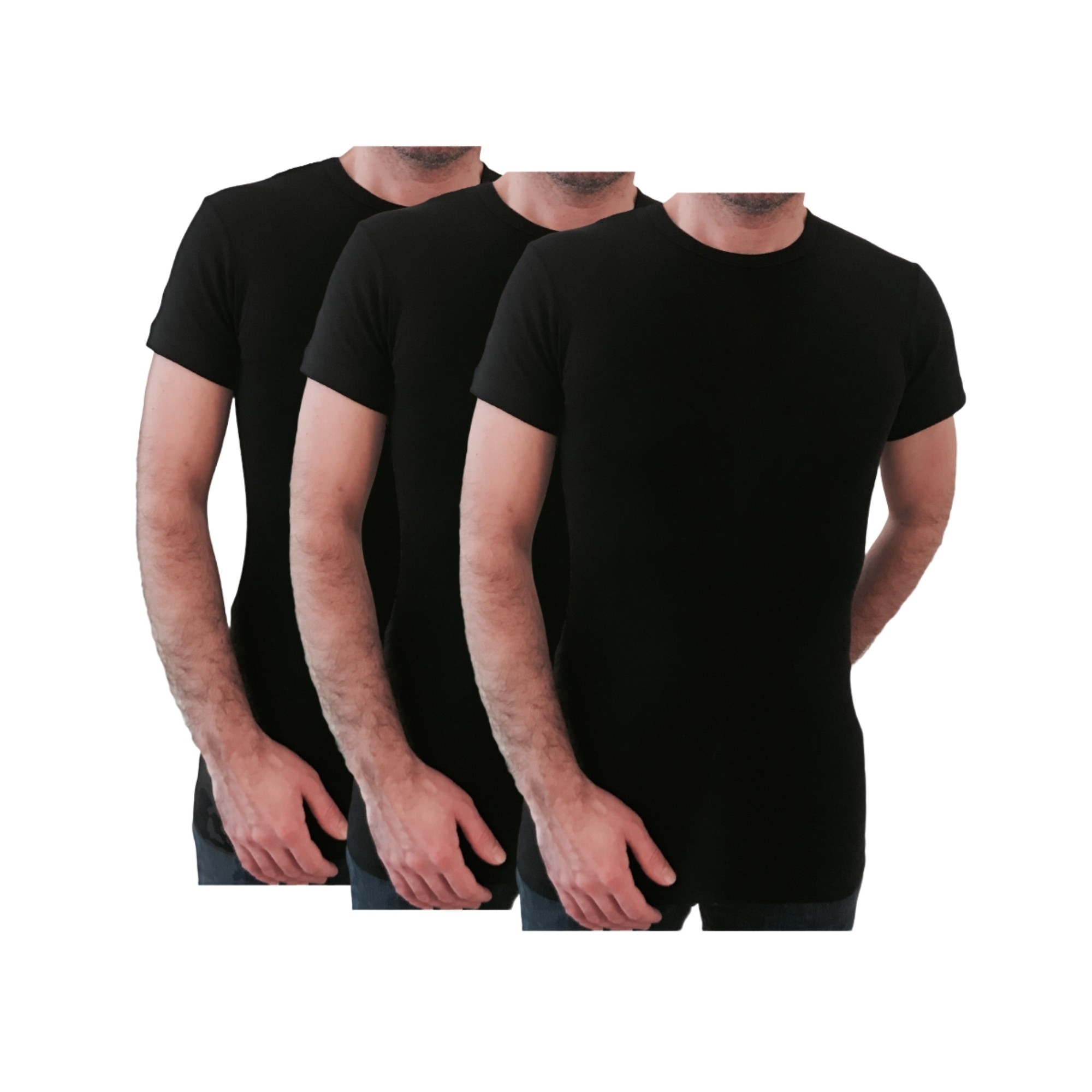 3 stuks Bonanza T-shirt - ronde hals - 100% katoen - Zwart - gratis ðŸšš