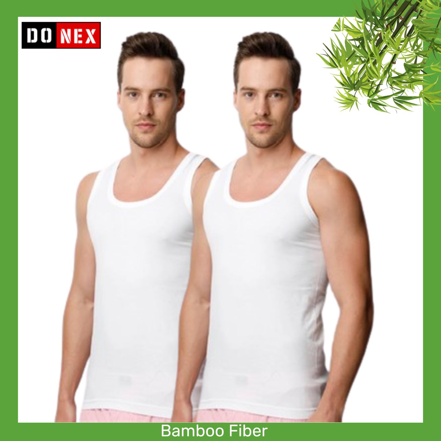 2 pack DONEX® luxe bamboe heren onderhemd - Wit
