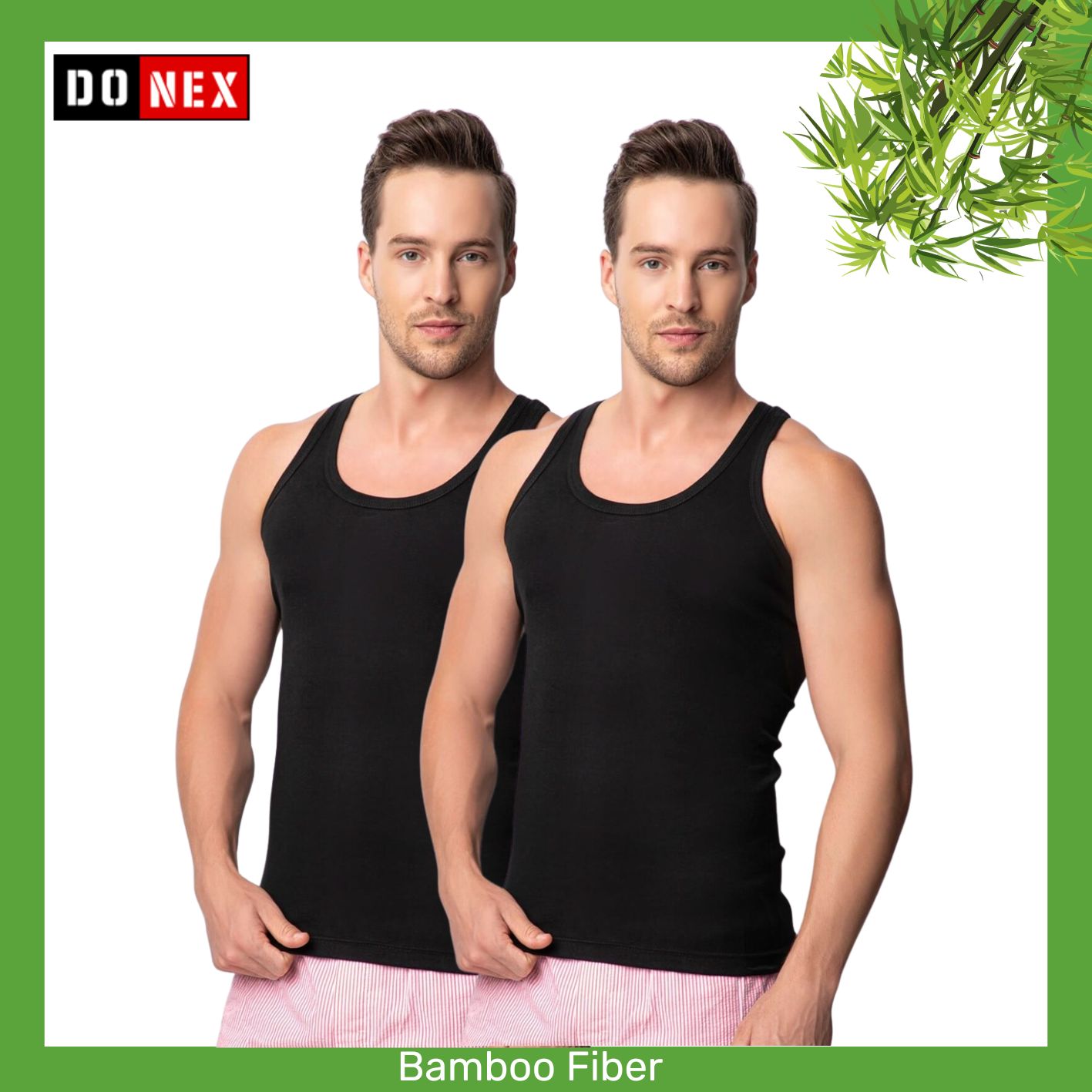2 pack DONEX® luxe bamboe heren onderhemd - Zwart