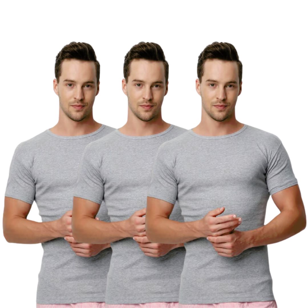 6 Pack DONEX® T-shirt - O hals - 100% Katoen - Grijs