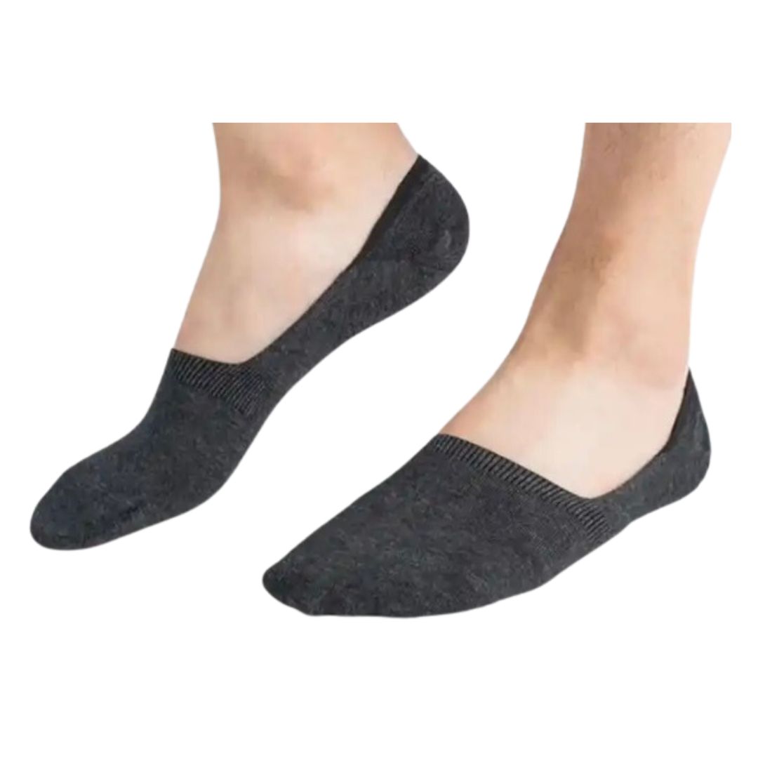 Sneakersokken - Onzichtbare footies - Bamboo - 6 paar - Naadloos - anti-slip hak - Antraciet