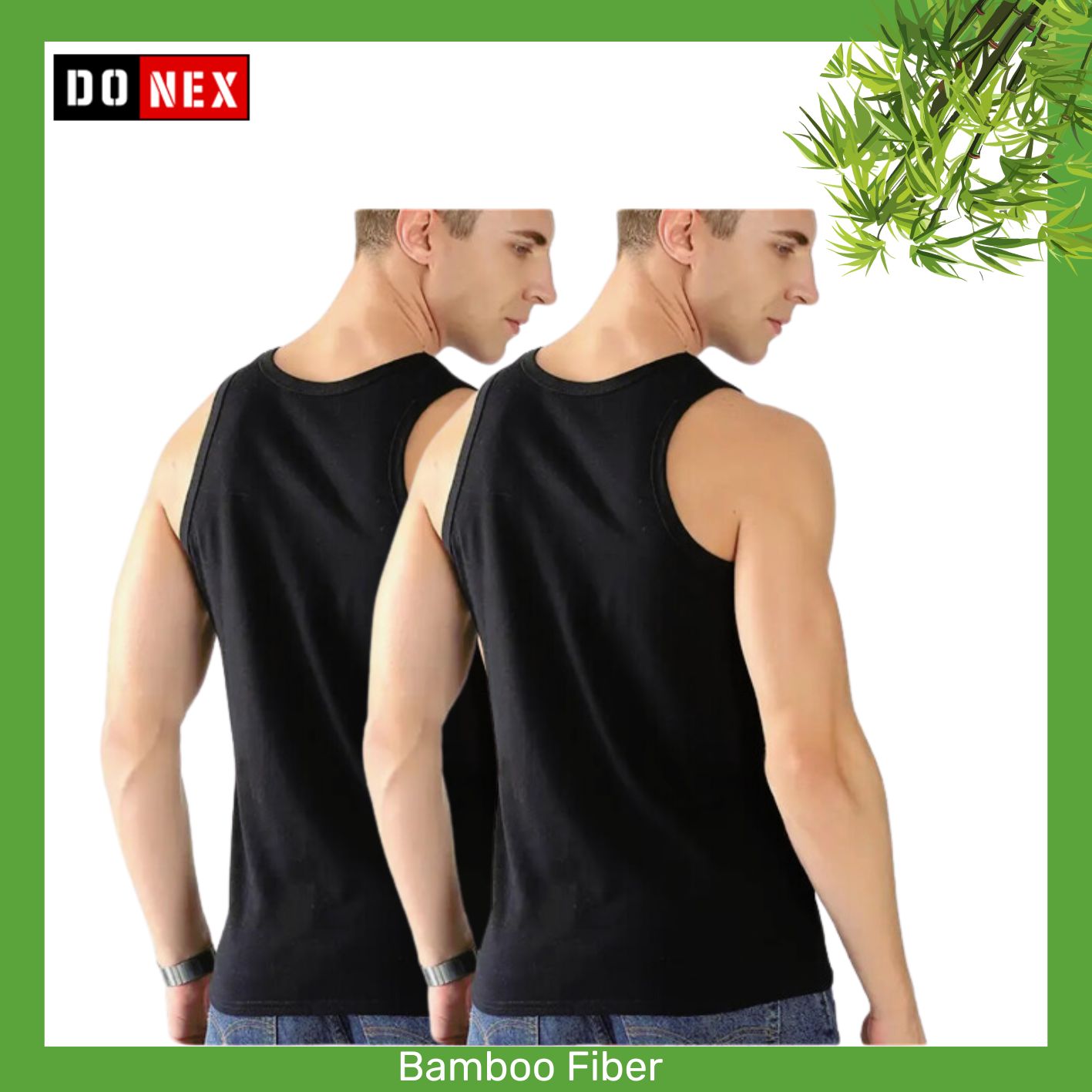 2 pack DONEX® luxe bamboe heren onderhemd - Zwart