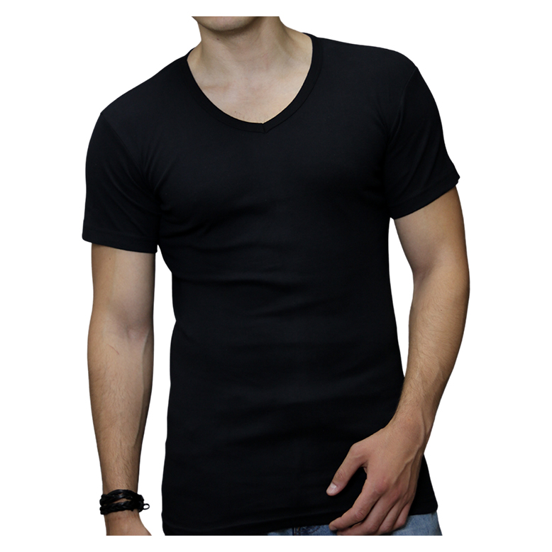 6 stuks Bonanza Extra lang T-shirt - V hals - 100% katoen - Zwart