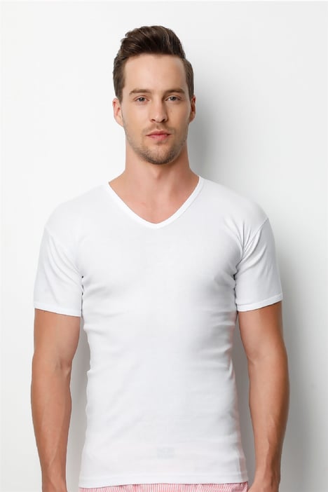 3 stuks Donex T-shirt - V-hals - 100% katoen - Wit