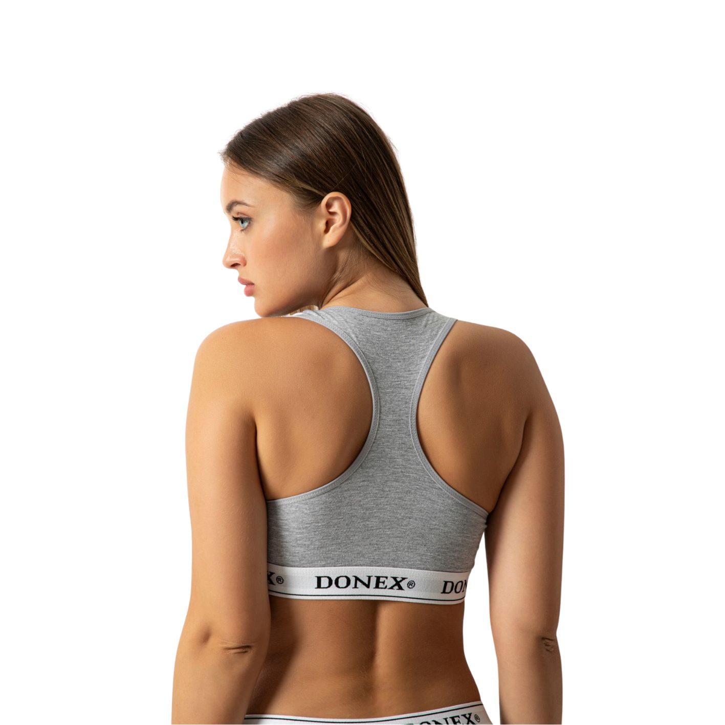 Dames sportset - Sportbeha + sportstring - DONEX® - Katoen -  Grijs