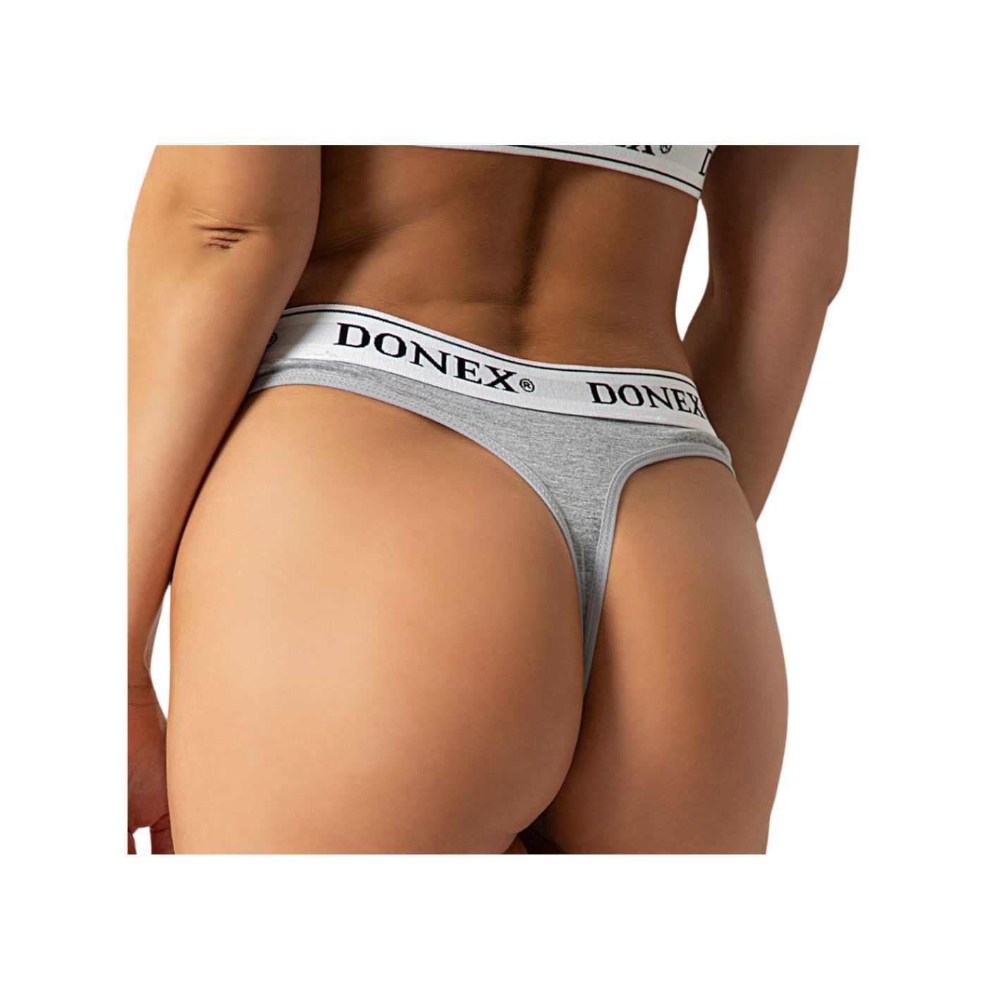 Dames sportset - Sportbeha + sportstring - DONEX® - Katoen -  Grijs